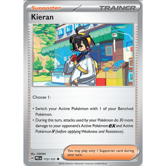 Kieran, Uncommon, 113/191, Pokemon Card Game, Prismatic Evolutions