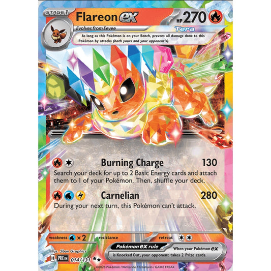 Flareon ex, Double Rare, 014/191, Pokemon Card Game, Prismatic Evolutions