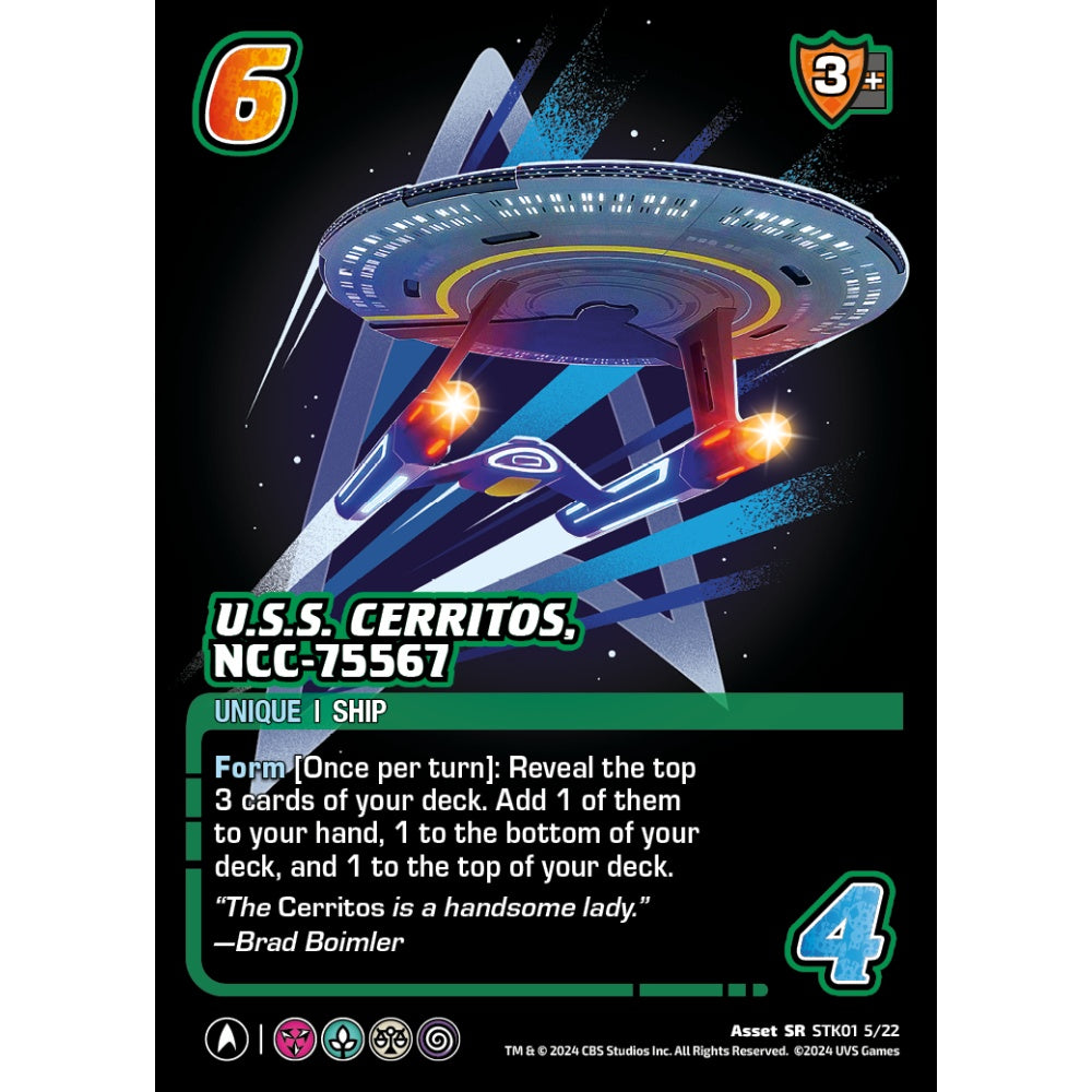 U.S.S. Cerritos, NCC-75567, 5/22, STK01, Universus, Star Trek Lower Decks Challenger Decks, Asset, SR