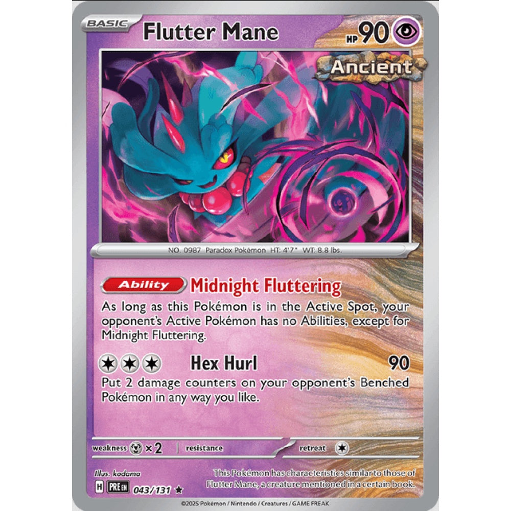 Flutter Mane, Rare, 043/191, Pokemon Card Game, Prismatic Evolutions