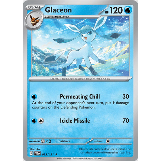 Glaceon, Rare, 025/191, Pokemon Card Game, Prismatic Evolutions