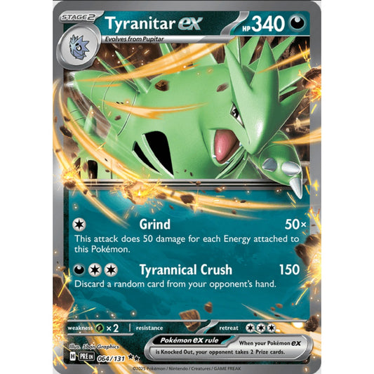 Tyranitar ex, Double Rare, 064/191, Pokemon Card Game, Prismatic Evolutions