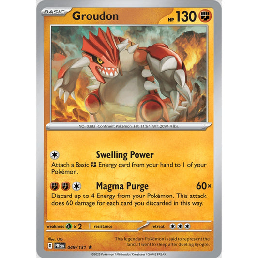 Groudon, Rare, 049/191, Pokemon Card Game, Prismatic Evolutions