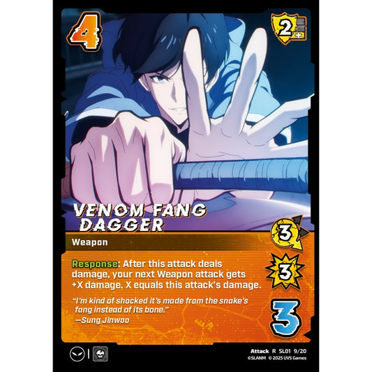 Venom Fang Dagger, 9/20, SL01, Universus, Solo Leveling Challenger Deck, Attack, R