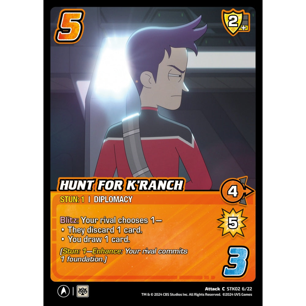 Hunt for K'ranch, 6/22, STK02, Universus, Star Trek Lower Decks Challenger Decks, Attack, C