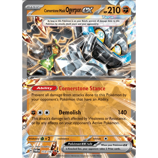 Cornerstone Mask Ogerpon ex, Double Rare, 112/167, Pokemon Card Game, Twilight Masquerade