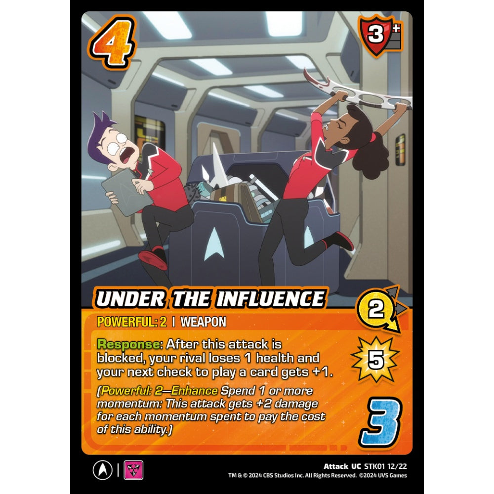 Under the Influence, 12/22, STK01, Universus, Star Trek Lower Decks Challenger Decks, Attack, UC