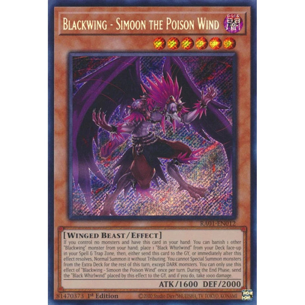 Yu-Gi-Oh! RA01-EN012 Blackwing - Simoon the Poison Wind (Secret Rare)