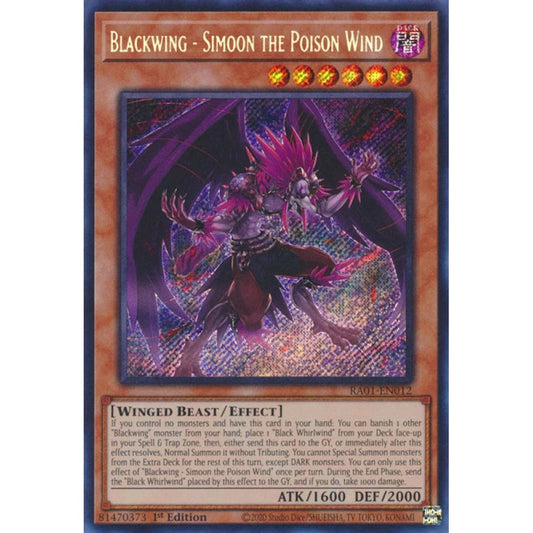 Yu-Gi-Oh! RA01-EN012 Blackwing - Simoon the Poison Wind (Secret Rare)