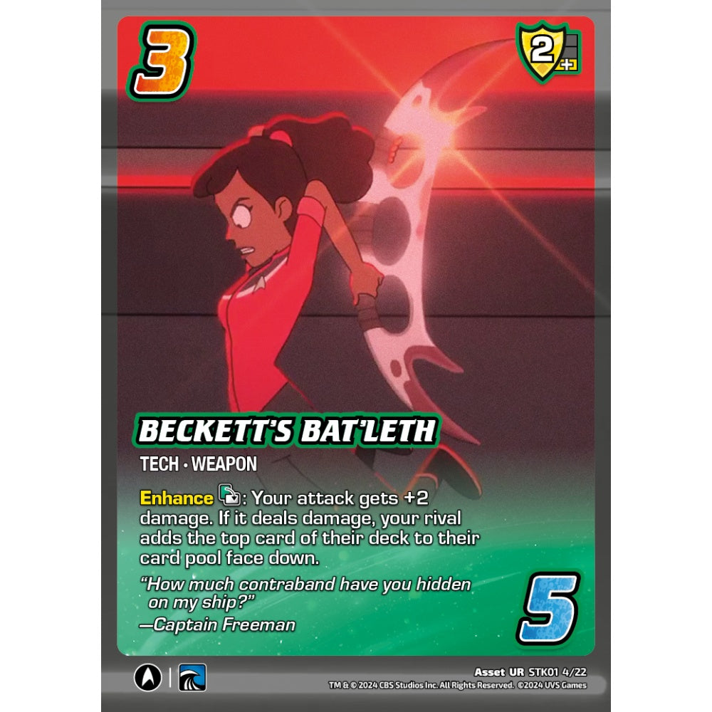 Beckett's Bat'leth, 4/22, STK01, Universus, Star Trek Lower Decks Challenger Decks, Asset, UR