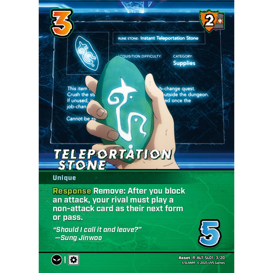 Teleportation Stone, 3/20, SL01, Universus, Solo Leveling Challenger Deck, Asset, R-ALT