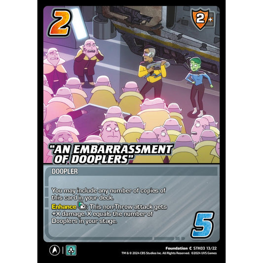 “An Embarrassment of Dooplers”, 13/22, STK03, Universus, Star Trek Lower Decks Challenger Decks, Foundation, C