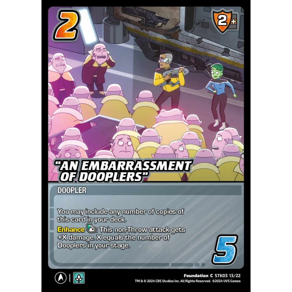 “An Embarrassment of Dooplers”, 13/22, STK03, Universus, Star Trek Lower Decks Challenger Decks, Foundation, C