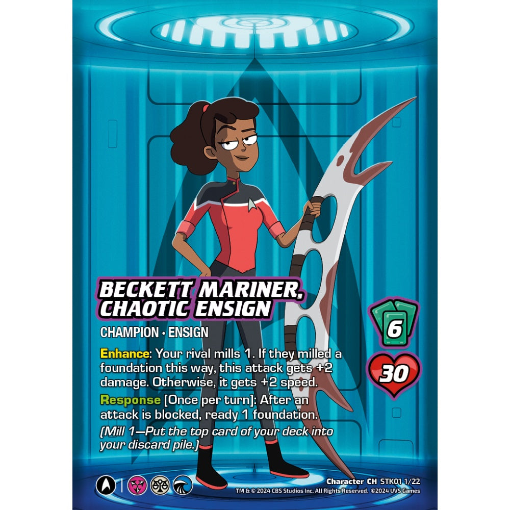 Beckett Mariner, Chaotic Ensign, 1/22, STK01, Universus, Star Trek Lower Decks Challenger Decks, Character, CH