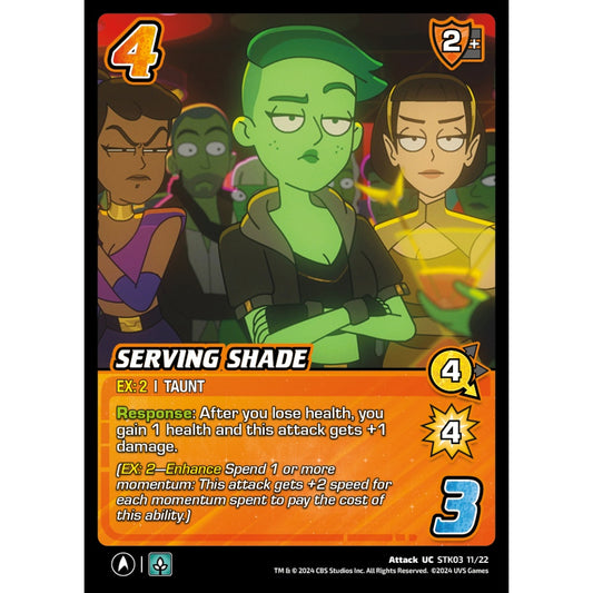 Serving Shade, 11/22, STK03, Universus, Star Trek Lower Decks Challenger Decks, Attack, UC