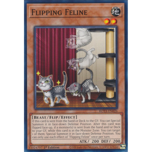 Flipping Feline, ROTA-EN026, Common, Yu-Gi-Oh, Rage of the Abyss