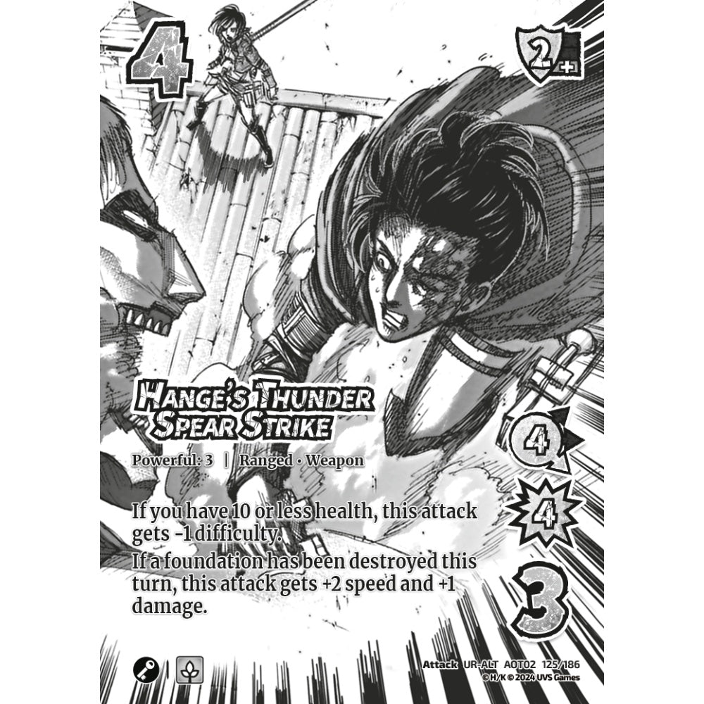 Hange's Thunder Spear Strike, 125/186, AOT02, Universus, Attack on Titan: Origins of Power, Attack, UR-ALT