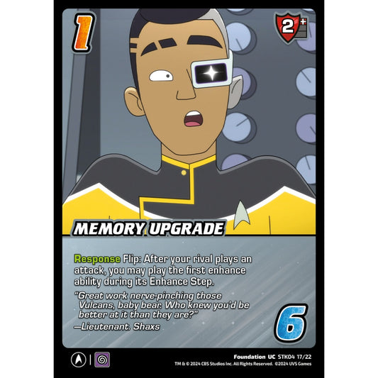 Memory Upgrade, 17/22, STK04, Universus, Star Trek Lower Decks Challenger Decks, Foundation, UC