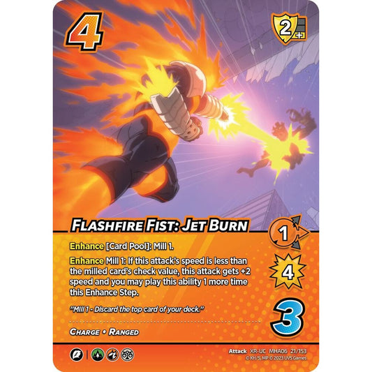 Flashfire Fist: Jet Burn, 21/153, MHA06, Universus, MHA06 Jet Burn, nan