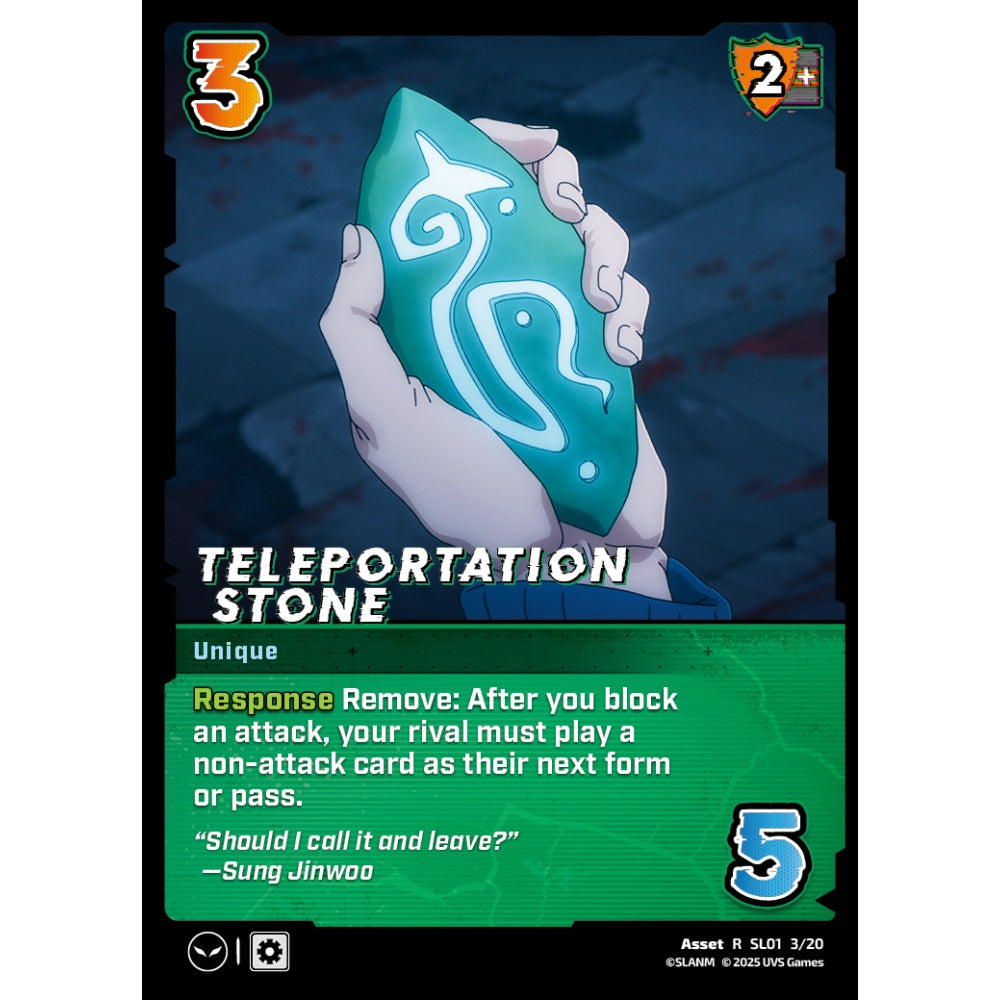 Teleportation Stone, 3/20, SL01, Universus, Solo Leveling Challenger Deck, Asset, R