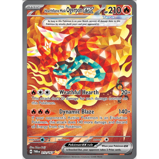 Hearthflame Mask Ogerpon ex, Special Art Rare, 212/167, Pokemon Card Game, Twilight Masquerade