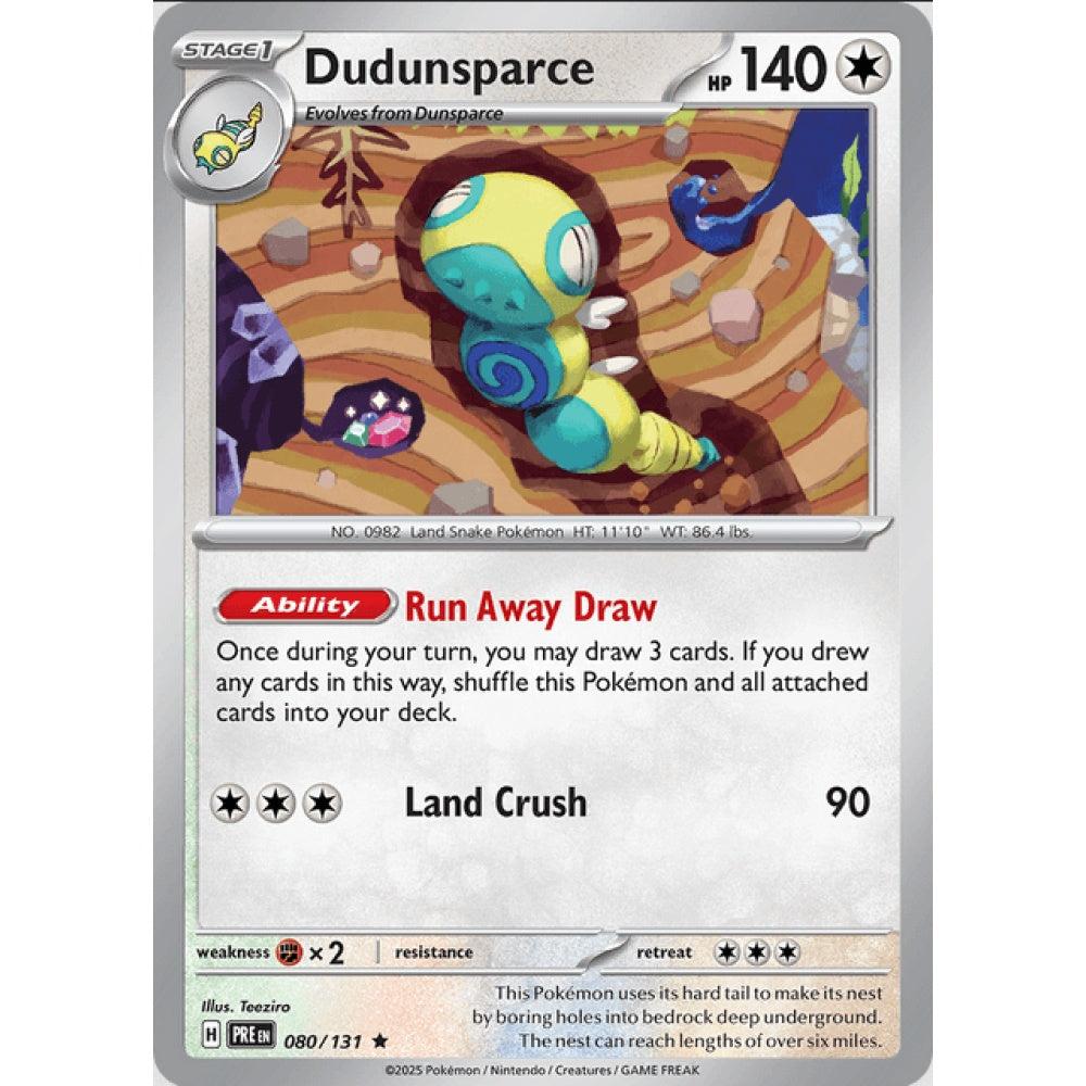 Dudunsparce, Rare, 080/191, Pokemon Card Game, Prismatic Evolutions