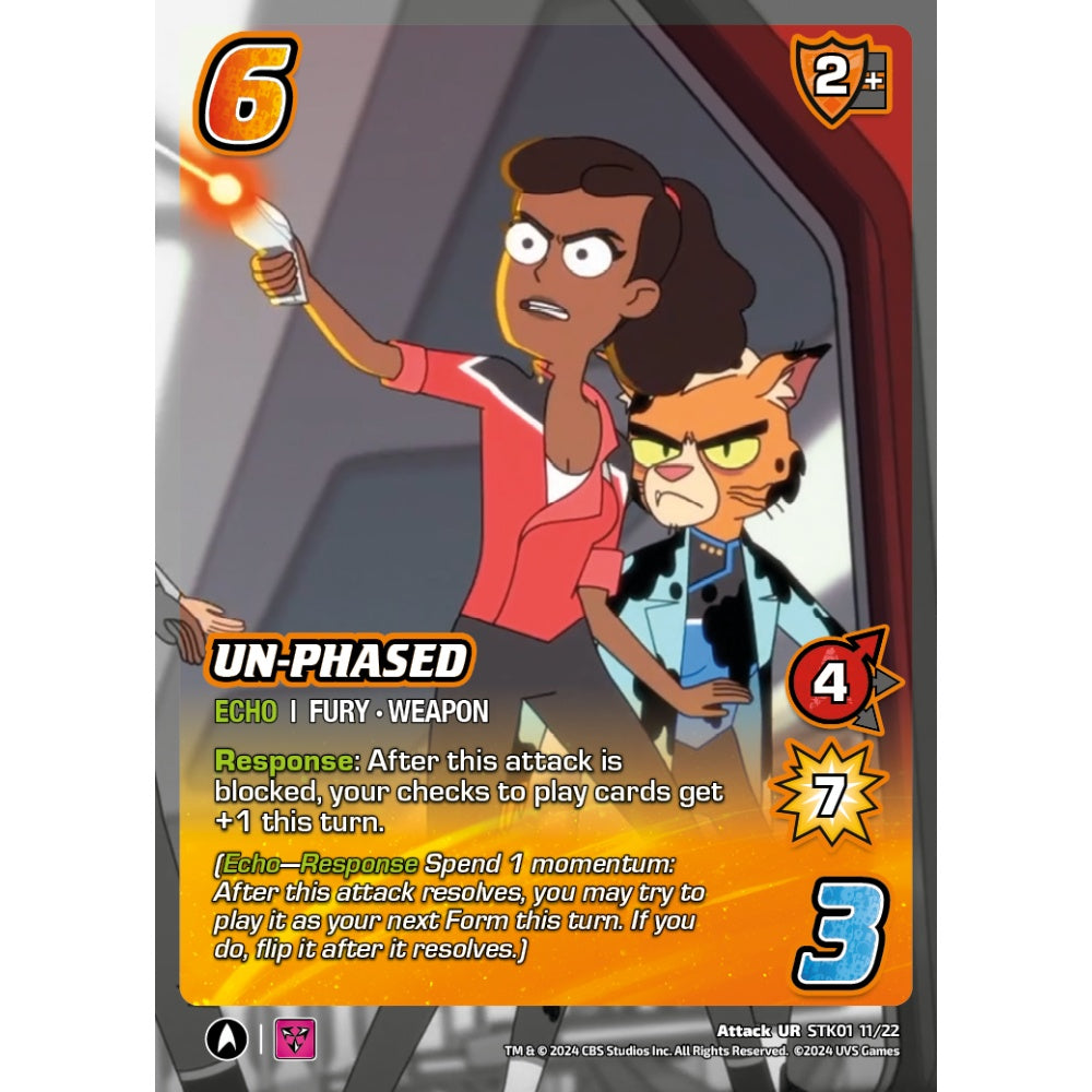 Un-phased, 11/22, STK01, Universus, Star Trek Lower Decks Challenger Decks, Attack, UR