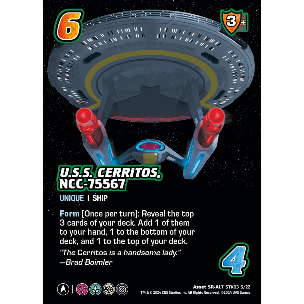 U.S.S. Cerritos, NCC-75567, 5/22, STK03, Universus, Star Trek Lower Decks Challenger Decks, Asset, SR-ALT