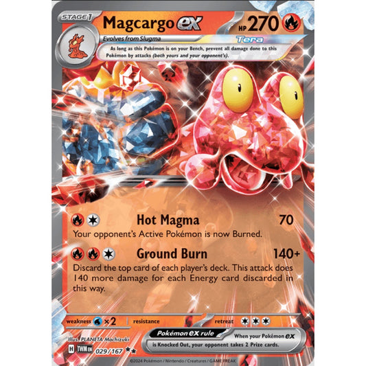 Magcargo ex, Double Rare, 029/167, Pokemon Card Game, Twilight Masquerade