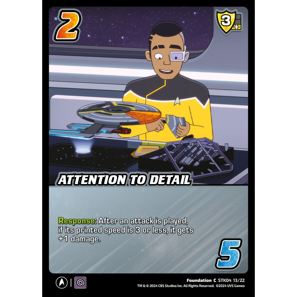 Attention to Detail, 13/22, STK04, Universus, Star Trek Lower Decks Challenger Decks, Foundation, C