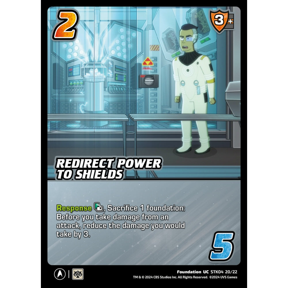 Redirect Power to Shields, 20/22, STK04, Universus, Star Trek Lower Decks Challenger Decks, Foundation, UC