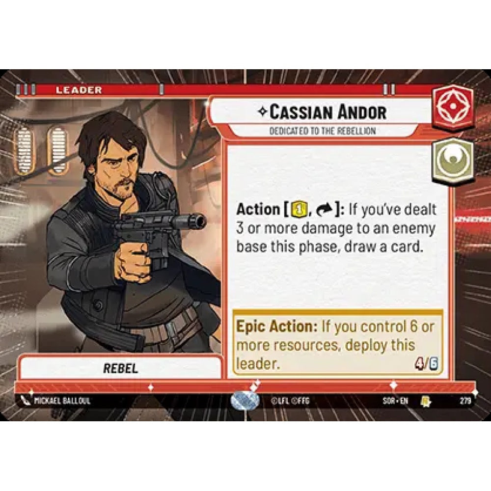 Cassian Andor, 279, R, Star Wars Unlimited, Sparks Of Rebellion