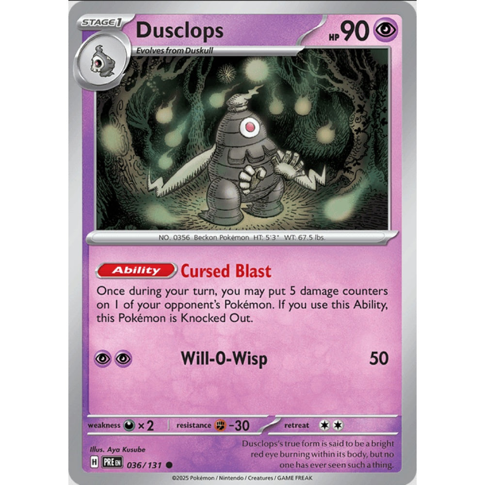 Dusclops, Common, 036/191, Pokemon Card Game, Prismatic Evolutions