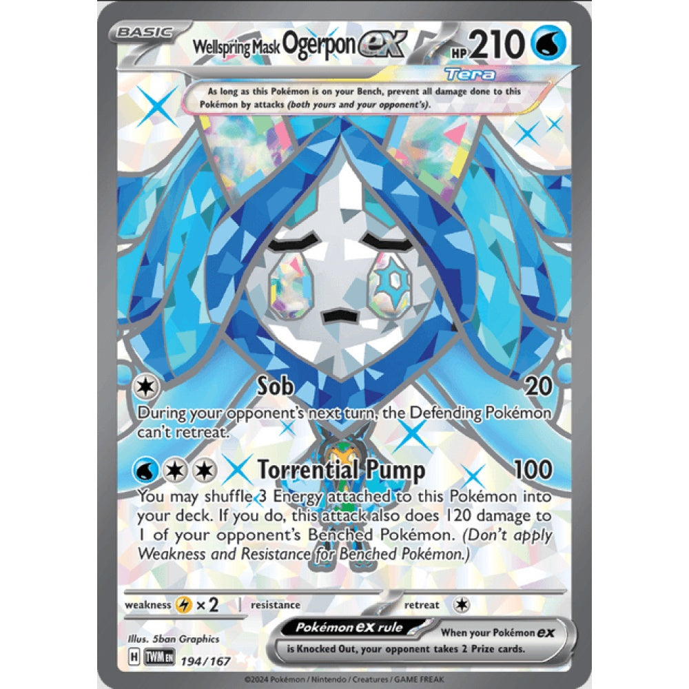 Wellspring Mask Ogerpon ex, Ultra Rare, 194/167, Pokemon Card Game, Twilight Masquerade