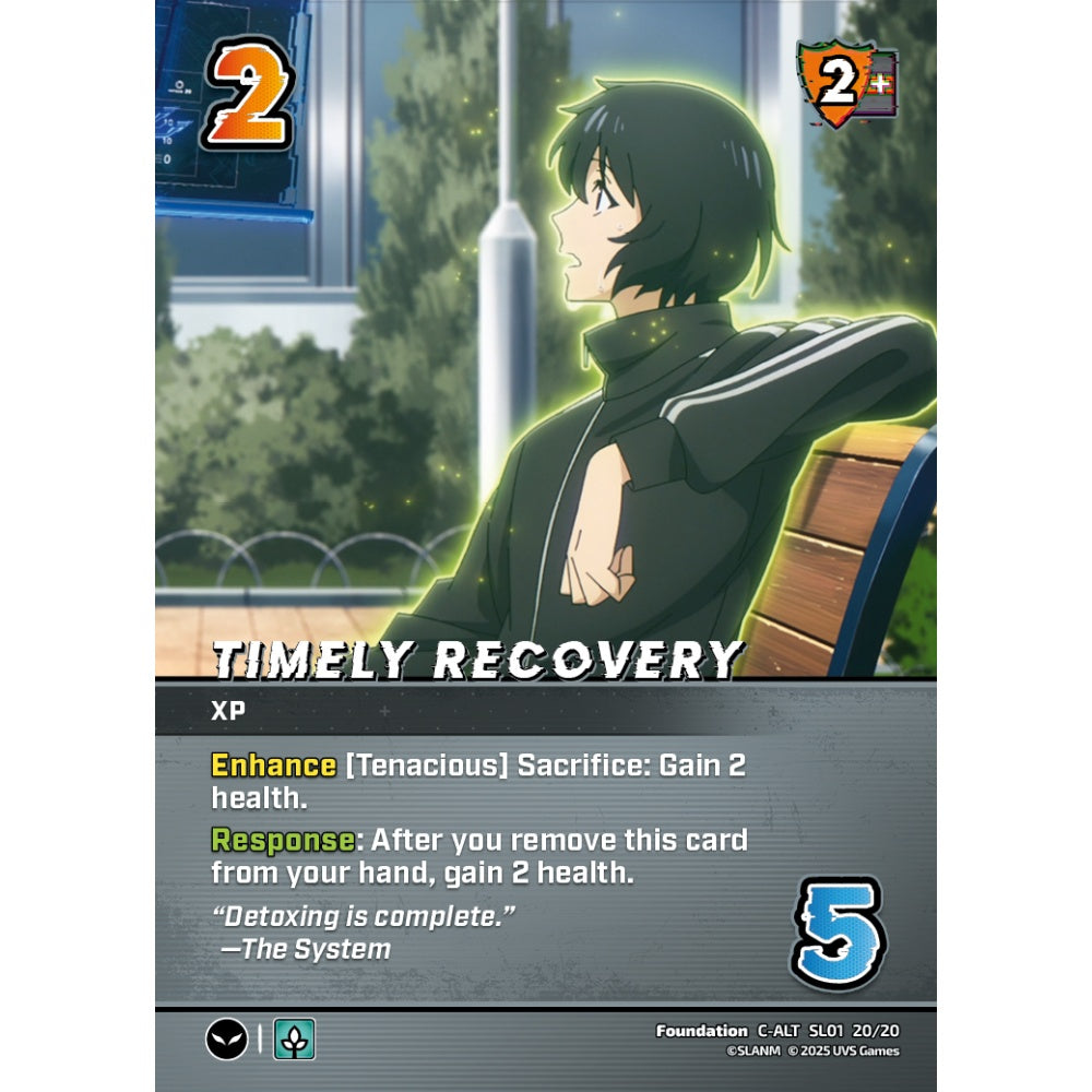 Timely Recovery, 20/20, SL01, Universus, Solo Leveling Challenger Deck, Foundation, C-ALT