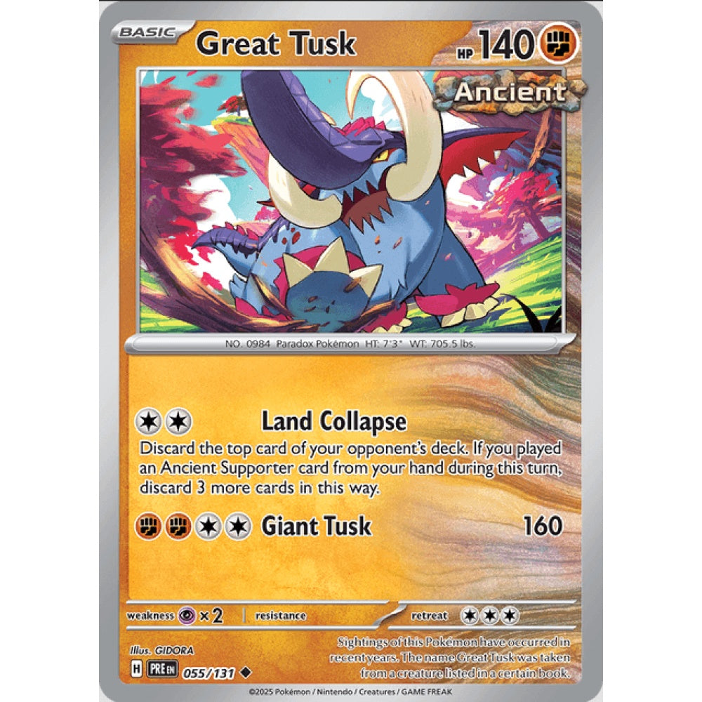 Great Tusk, Uncommon, 055/191, Pokemon Card Game, Prismatic Evolutions