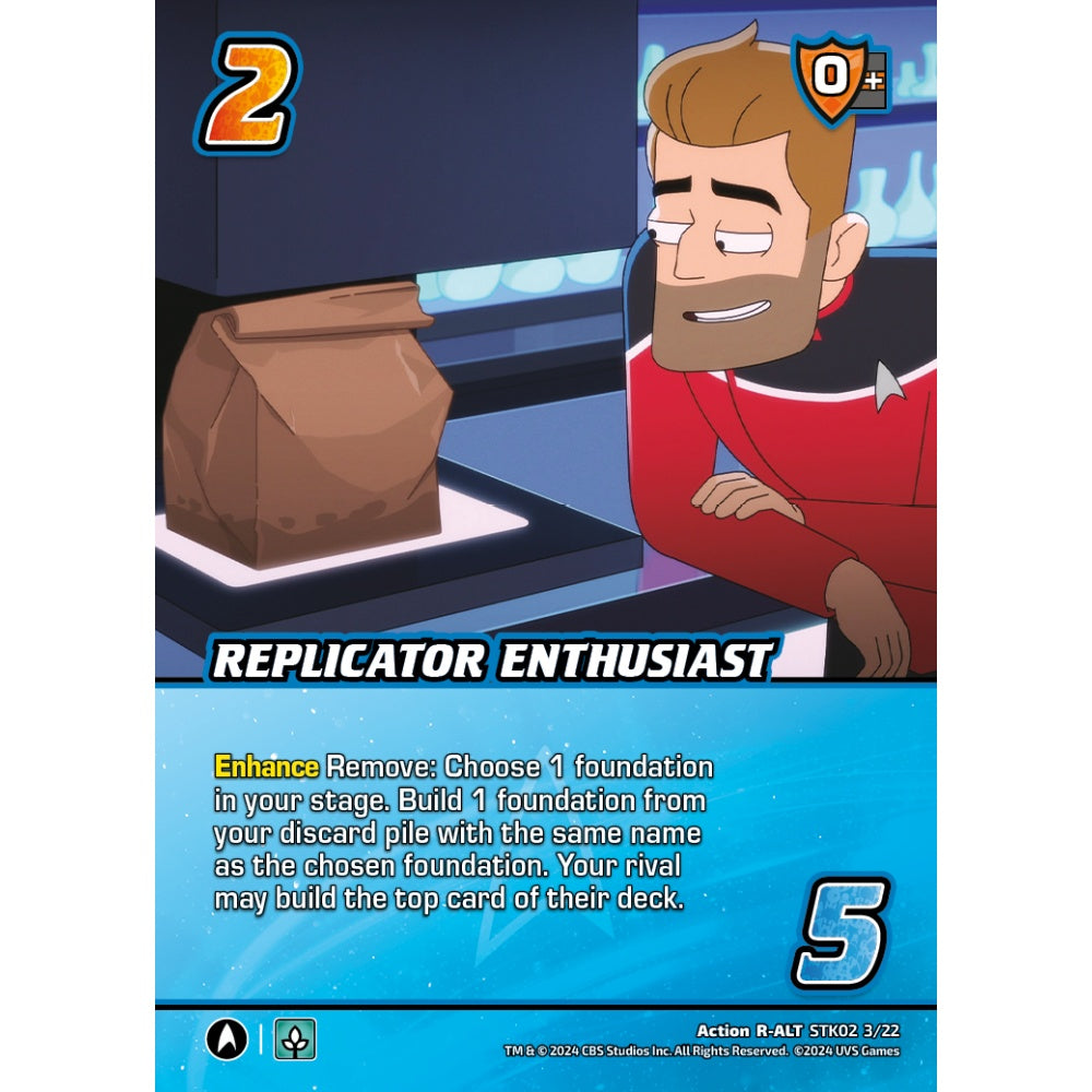 Replicator Enthusiast, 3/22, STK02, Universus, Star Trek Lower Decks Challenger Decks, Action, R-ALT