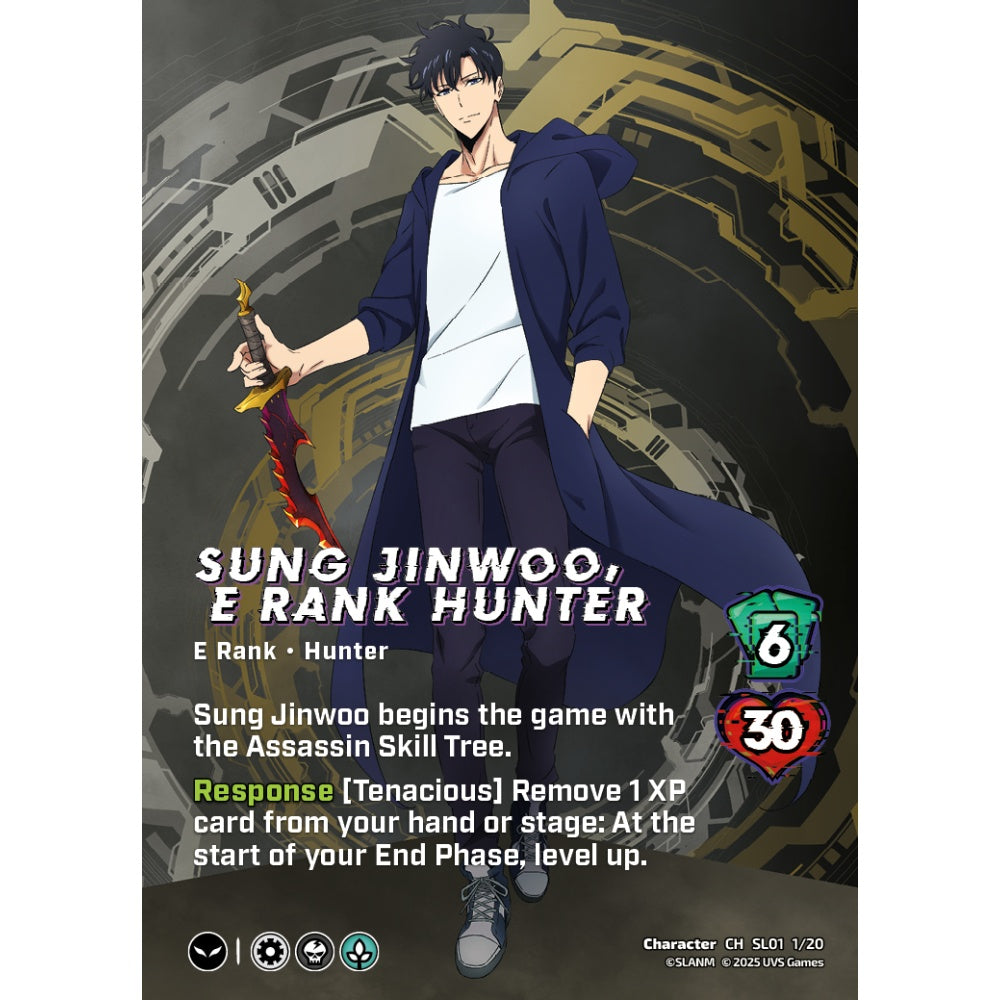 Sung Jinwoo, E Rank Hunter, 1/20, SL01, Universus, Solo Leveling Challenger Deck, Character, CH