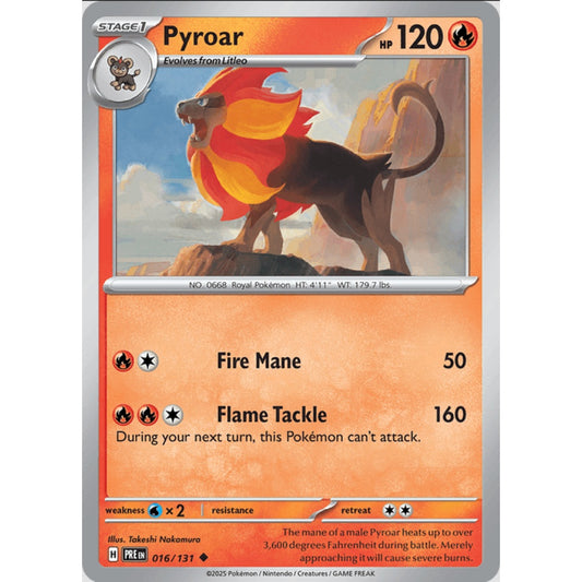 Pyroar, Uncommon, 016/191, Pokemon Card Game, Prismatic Evolutions