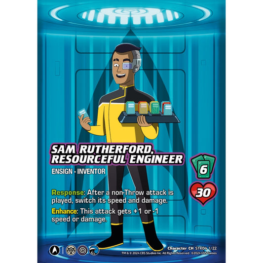 Sam Rutherford, Resourceful Engineer, 1/22, STK04, Universus, Star Trek Lower Decks Challenger Decks, Character, CH