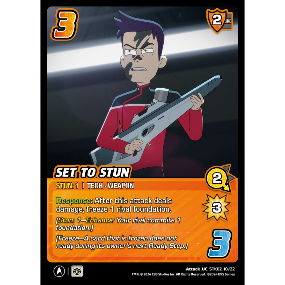 Set to Stun, 10/22, STK02, Universus, Star Trek Lower Decks Challenger Decks, Attack, UC