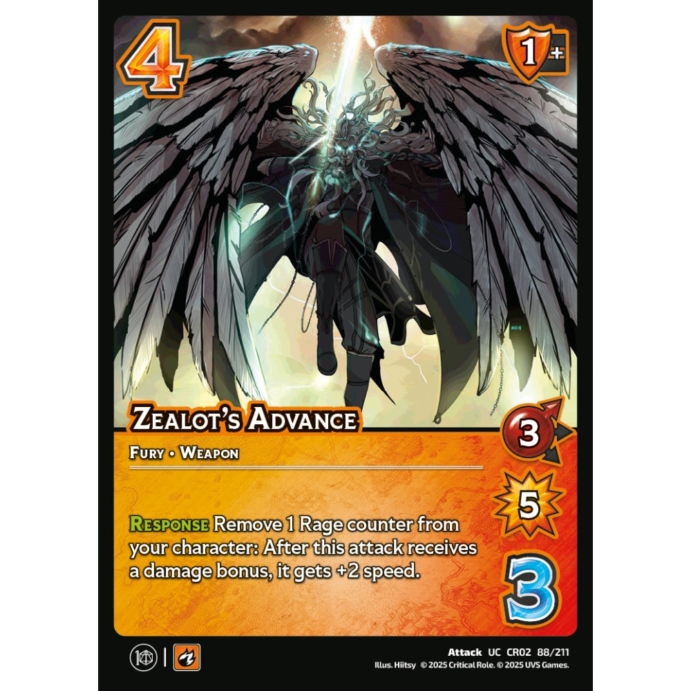 Zealot’s Advance, 88/211, CR02, Universus, Critical Role: Heroes Of Exandria, Attack, UC