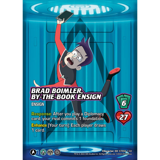 Brad Boimler, By-the-Book Ensign, 1/22, STK02, Universus, Star Trek Lower Decks Challenger Decks, Character, CH