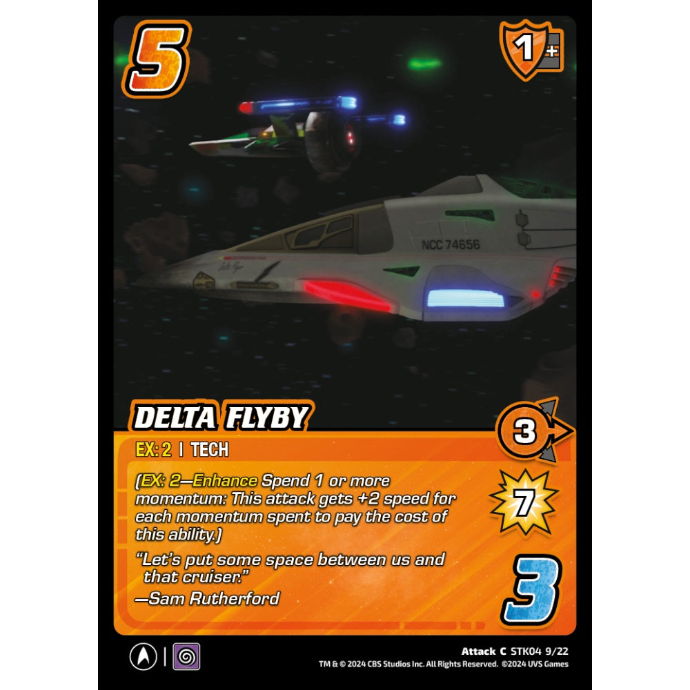 Delta Flyby, 9/22, STK04, Universus, Star Trek Lower Decks Challenger Decks, Attack, C