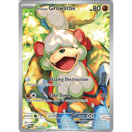 Hisuian Growlithe, Art Rare, 181/167, Pokemon Card Game, Twilight Masquerade