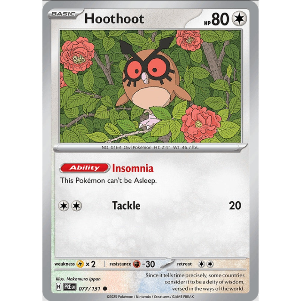 Hoothoot, Common, 077/191, Pokemon Card Game, Prismatic Evolutions