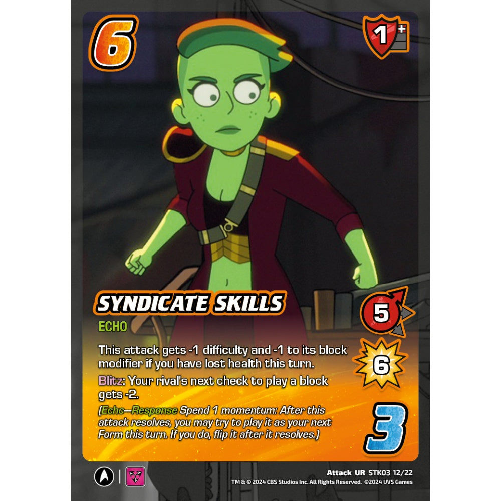 Syndicate Skills, 12/22, STK03, Universus, Star Trek Lower Decks Challenger Decks, Attack, UR