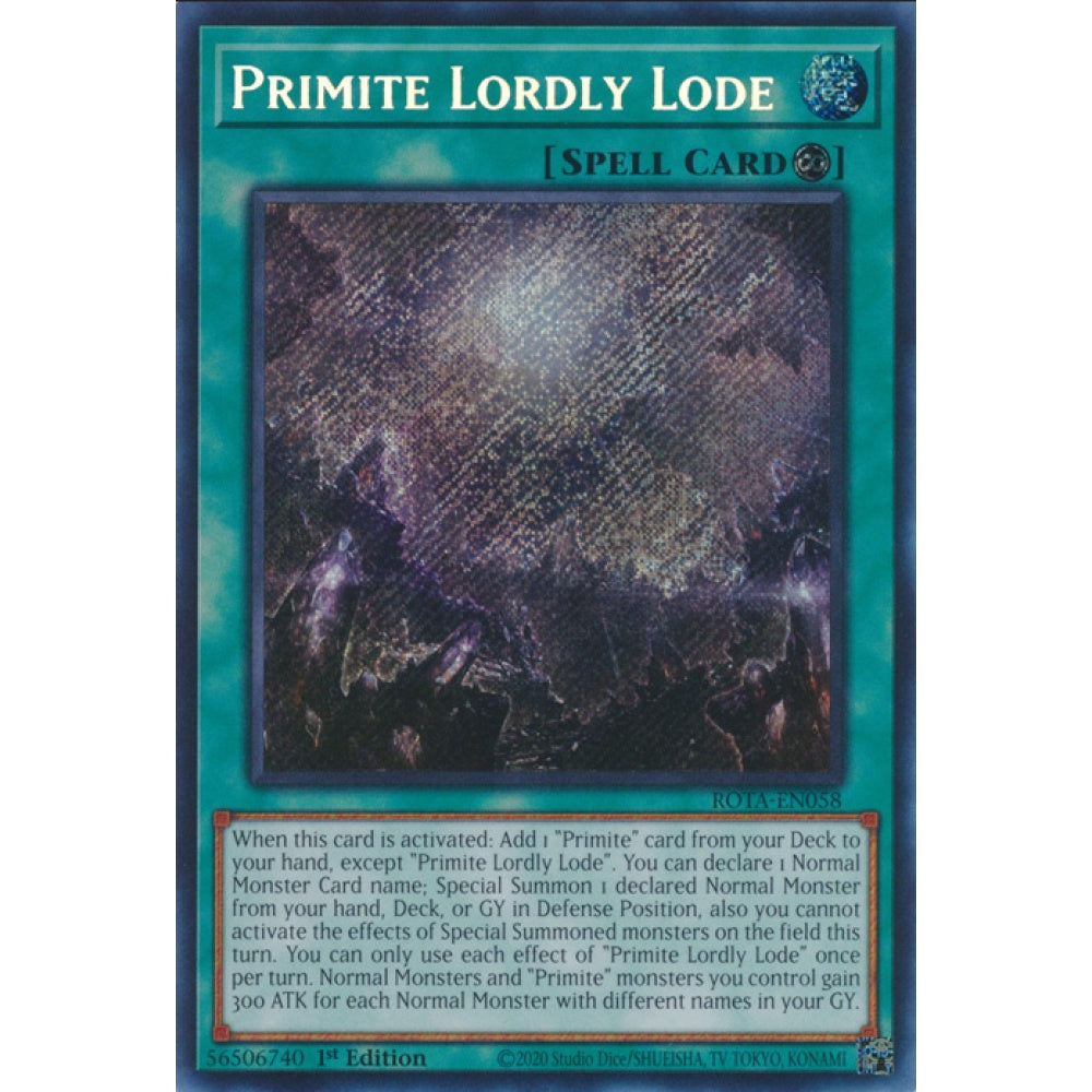 Primite Lordly Lode, ROTA-EN058, Secret, Yu-Gi-Oh, Rage of the Abyss