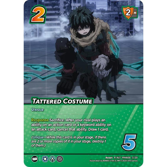 Tattered Costume, 3/20, MHA08, Universus, Challenger Series: My Hero Academia - Dark Hero Arc, Rare-Alt