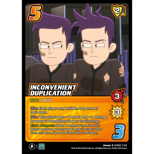 Inconvenient Duplication, 7/22, STK02, Universus, Star Trek Lower Decks Challenger Decks, Attack, R